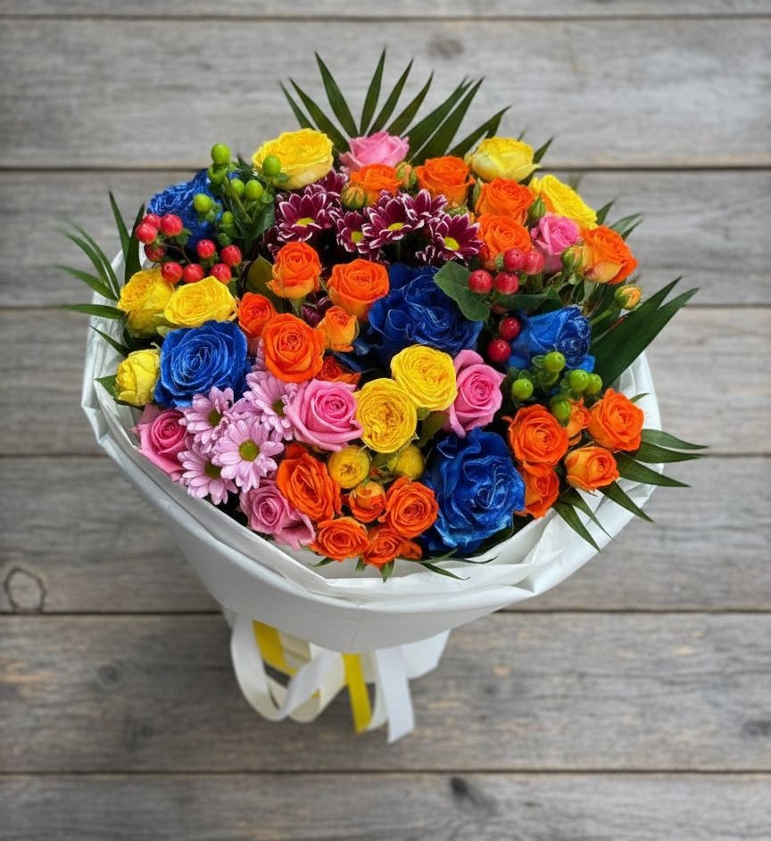 Букет цветов из: Розы и Хризантемы в Нижнее Маслово