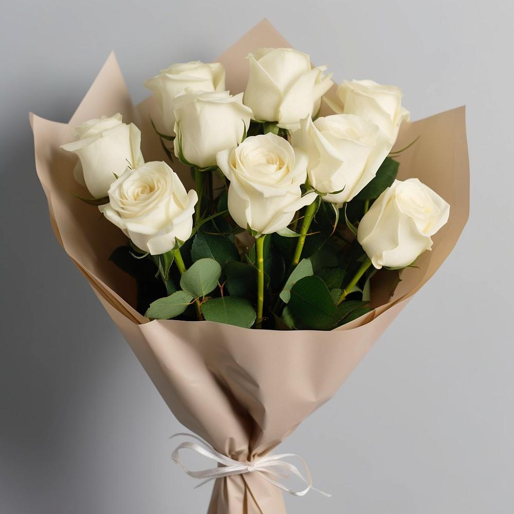 Букет 9 Белых роз Эдлесс Лав в Нижнее Маслово