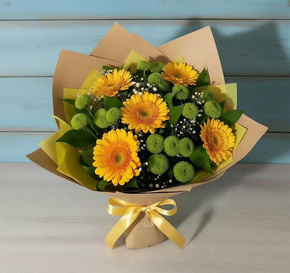 Букет цветов из: Герберы и Хризантемы в Нижнее Маслово