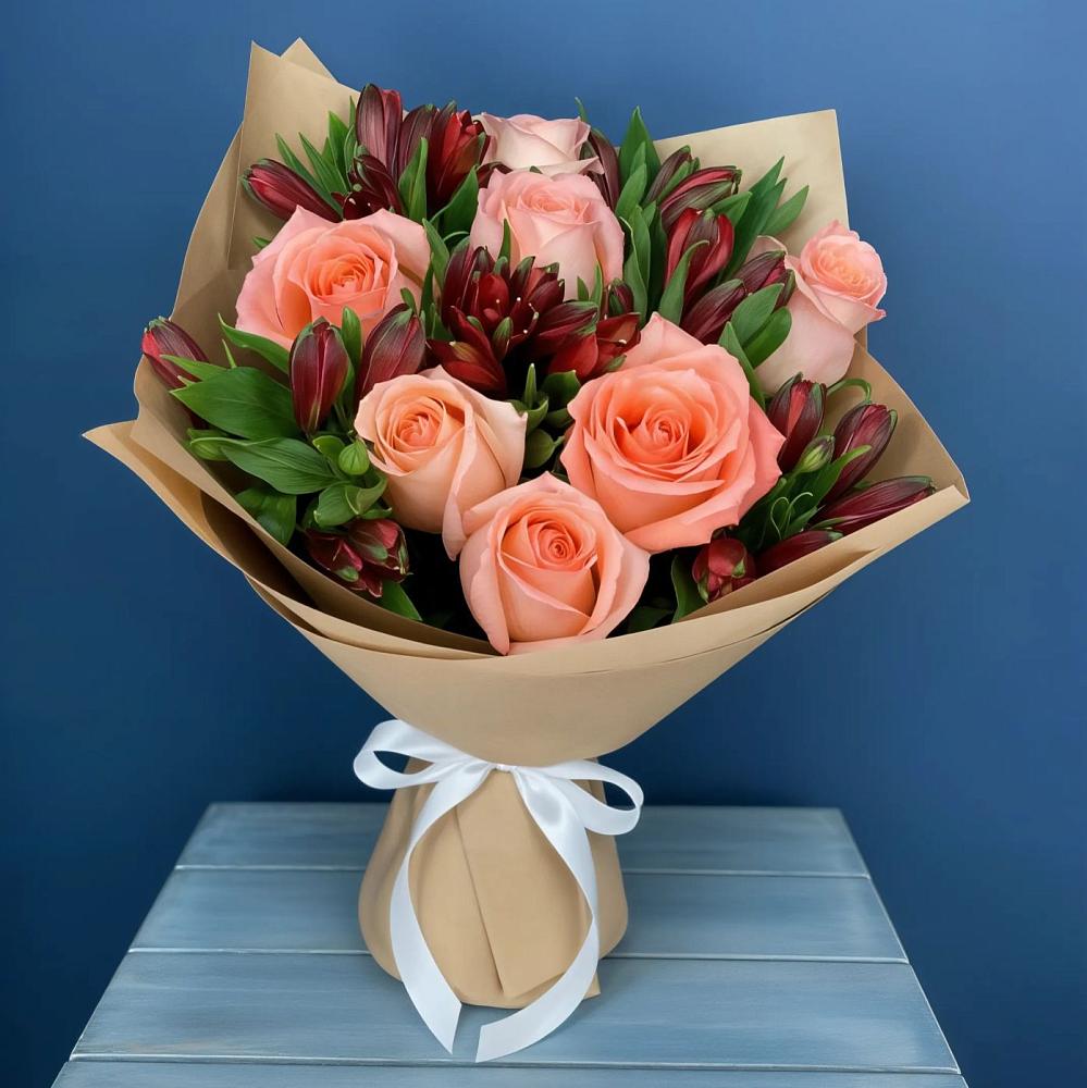 Букет цветов из: Розы и Альстромерии в Нижнее Маслово