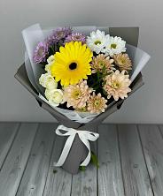 Букет цветов из:  Розы, Герберы и Хризантемы в Нижнее Маслово