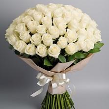Букет 101 беля роза Белоснежка в Нижнее Маслово