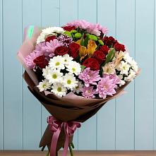 Букет цветов из:  Розы, Хризантемы и Альстромерии в Нижнее Маслово