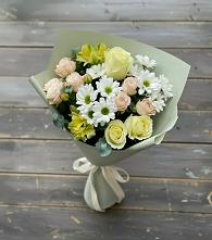 Букет цветов из:  Альстромерии, Розы и Хризантемы в Нижнее Маслово
