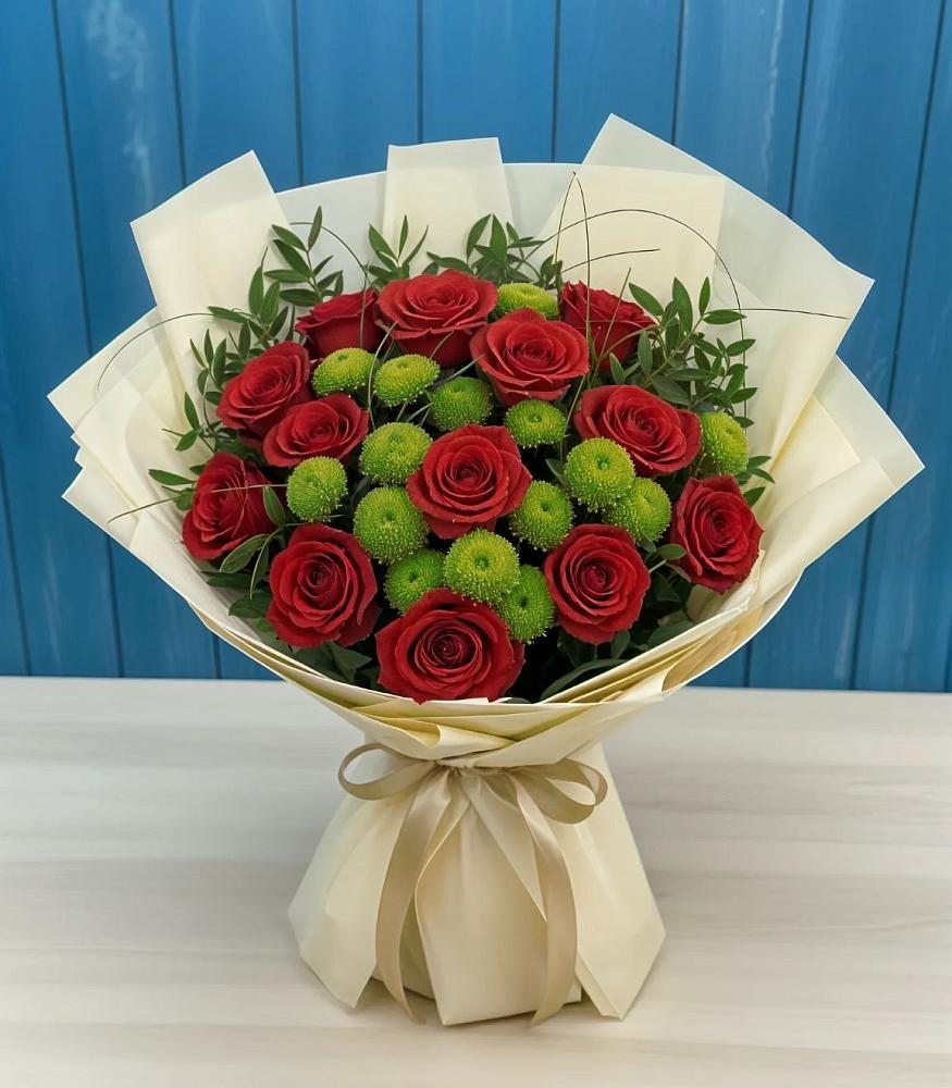 Букет цветов из: Розы и Хризантемы в Нижнее Маслово